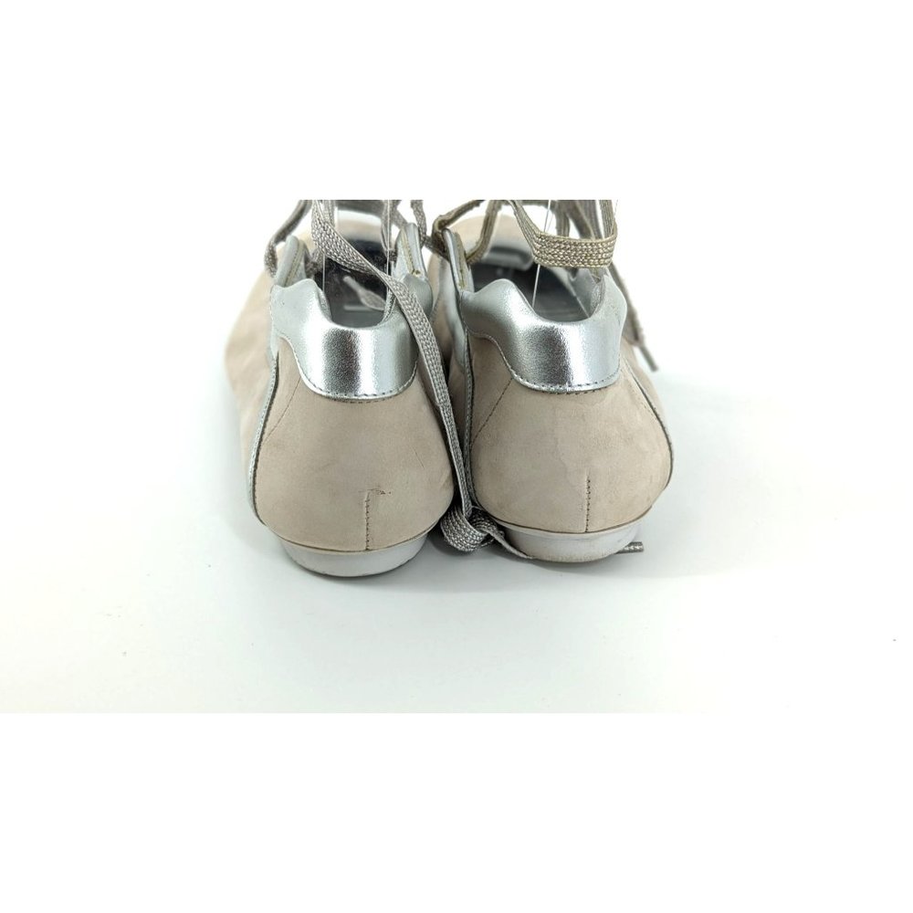 HOGAN SUEDE LACE UP BALLERINA FLAT Grey Silver sz 8.5 Italian - Picture 6 of 16